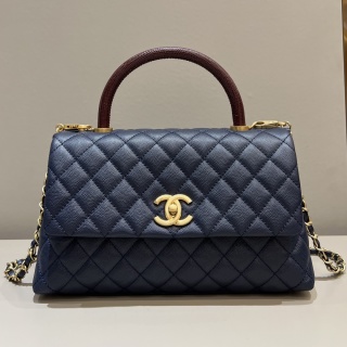 샤넬 코코핸들 미디움 오션 블루 금장 캐비어 소가죽 가방 32842 Chanel Bag