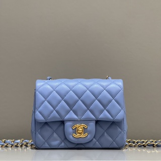 샤넬 가방 17cm 블루 금장 램스킨 32850 Chanel Bag
