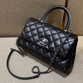 샤넬 코코핸들 24cm 블랙 은장 캐비어 소가죽 가방 32853 Chanel Bag