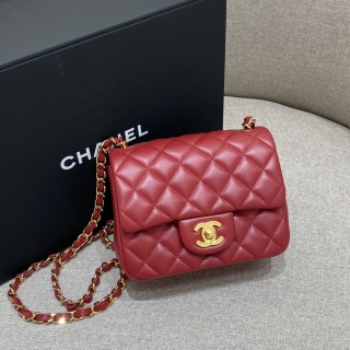 샤넬 CF 클래식 플랩백 17cm 버건디 금장 램스킨 32861 Chanel Bag