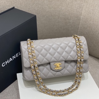 샤넬 CF 클래식 플랩백 25cm 도브 그레이 금장 램스킨 32865 Chanel Bag