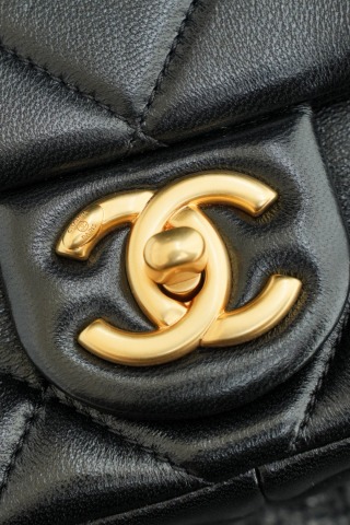 샤넬 가방 라지 블랙 금장 램스킨 더블 펄체인 32888 Chanel Bag