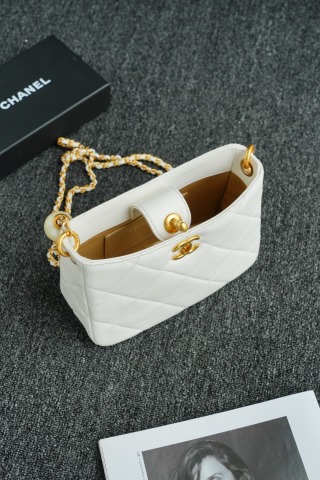 샤넬 호보백 화이트 금장 더블 펄체인 32892 Chanel Bag