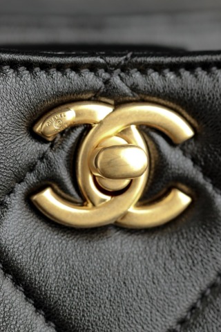 샤넬 호보백 블랙 금장 더블 펄체인 32910 Chanel Bag
