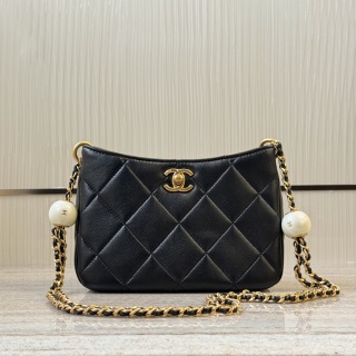 샤넬 24S 호보백 블랙 더블 펄체인 32913 Chanel Bag