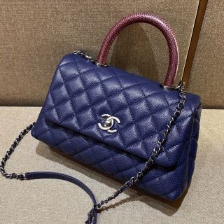 샤넬 코코핸들 24cm 오션 블루 은장 캐비어 소가죽 가방 32937 Chanel Bag