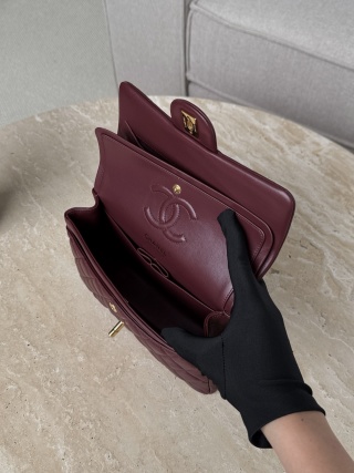 샤넬 가방 다크 레드 금장 논스티치 엣지 스티치 33010 Chanel Bag