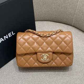 샤넬 CF 클래식 플랩백 20cm 카라멜 연금장 램스킨 33198 Chanel Bag