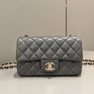 샤넬 CF 클래식 플랩백 20cm 고급 그레이 연금장 램스킨 33200 Chanel Bag