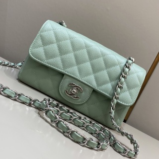 샤넬 CF 클래식 플랩백 20cm 은장 그린 캐비어 소가죽 33211 Chanel Bag