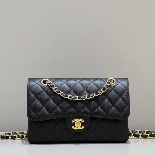 샤넬 CF 클래식 플랩백 23cm 블랙 금장 캐비어 소가죽 33227 Chanel Bag
