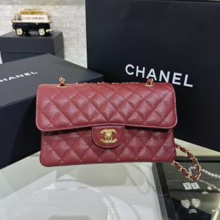 샤넬 CF 클래식 플랩백 23cm 버건디 금장 캐비어 소가죽 33241 Chanel Bag