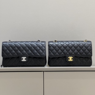샤넬 CF 클래식 플랩백 미디움 블랙 금장 은장 33250 Chanel Bag