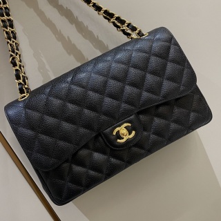 샤넬 CF 클래식 플랩백 30cm 블랙 금장 캐비어 소가죽 33260 Chanel Bag