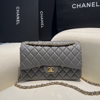 샤넬 CF 클래식 플랩백 30cm 고급 그레이 금장 램스킨 33268 Chanel Bag