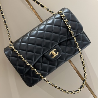 샤넬 CF 클래식 플랩백 30cm 블랙 금장 램스킨 33270 Chanel Bag