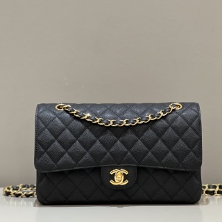 샤넬 CF 클래식 플랩백 25cm 블랙 금장 캐비어 소가죽 33281 Chanel Bag