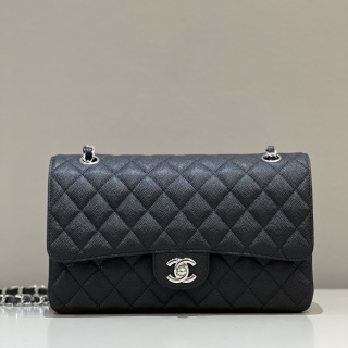샤넬 CF 클래식 플랩백 25cm 블랙 은장 캐비어 소가죽 33282 Chanel Bag