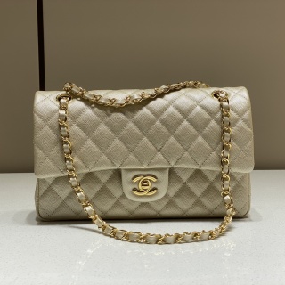 샤넬 CF 클래식 플랩백 25cm 금장 캐비어 소가죽 논스티치 엣지 스티치 33285 Chanel Bag