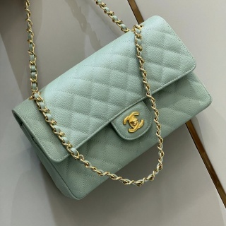 샤넬 CF 클래식 플랩백 25cm 금장 그린 캐비어 소가죽 33294 Chanel Bag