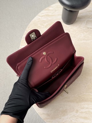 샤넬 가방 버건디 연금장 캐비어 논스티치 엣지 스티치 33522 Chanel Bag