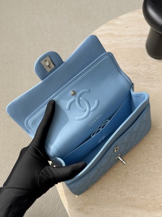샤넬 가방 라이트 블루 캐비어 논스티치 엣지 스티치 33646 Chanel Bag