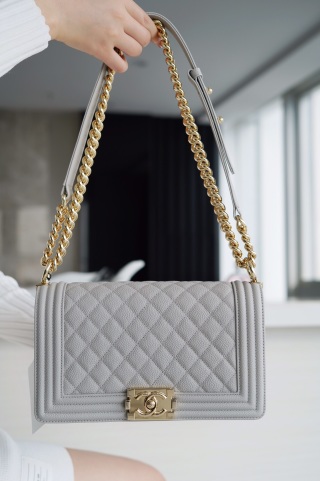 샤넬 보이백 그레이 캐비어 15x25x9cm 33937 Chanel Bag