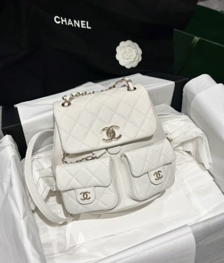 샤넬 백팩 라지 화이트 캐비어 20.5x20x11.5cm 33971 Chanel Bag