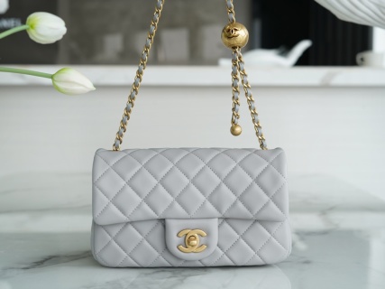 샤넬 클래식 플랩백 그레이 램스킨 13x20x7cm 34004 Chanel Bag
