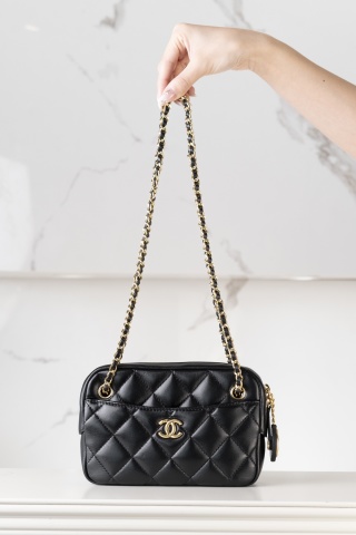 샤넬 24K 호보백 미니 블랙 램스킨 12x18x7cm 34078 Chanel Bag