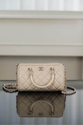 샤넬 볼링백 베이지 11x18.5x11.4cm 34111 Chanel Bag