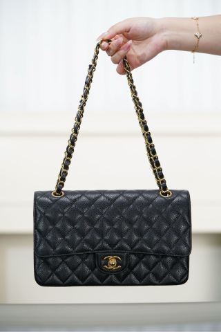 샤넬 클래식 플랩백 블랙 금장 소가죽 34161 Chanel Bag