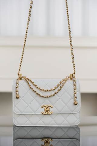 샤넬 가방 화이트 소가죽 14.5x22x8cm 34216 Chanel Bag
