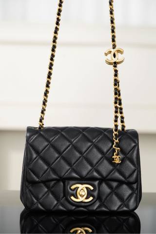 샤넬 25B 체인백 미니 CC로고 블랙 램스킨 18x13.5x7cm 34253 Chanel Bag