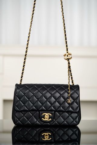 샤넬 25B 클래식 플랩백 라지 CC로고 블랙 금장 램스킨 34255 Chanel Bag