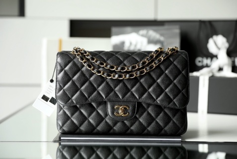 샤넬 점보 클래식 플랩 블랙 소가죽 램스킨 C-082 19.5x30x10cm 가방 34326 Chanel Bag
