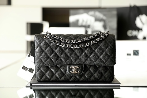 샤넬 미디움 클래식 플랩 블랙 소가죽 램스킨 15.5x25.5x6.5cm 가방 34327 Chanel Bag