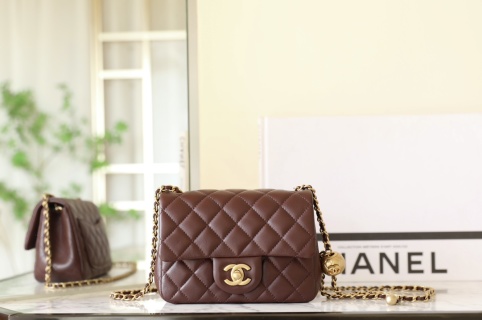 샤넬 클래식 플랩 브라운 램스킨 18x13x7cm 가방 34408 Chanel Bag