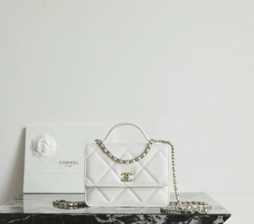 샤넬 미니 토트백 화이트 소가죽 13.5x18.2x4.5cm 가방 34431 Chanel Bag