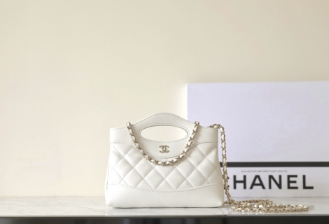 샤넬 미니 체인백 화이트 램스킨 C-501 20x17.5x3.5cm 가방 34445 Chanel Bag