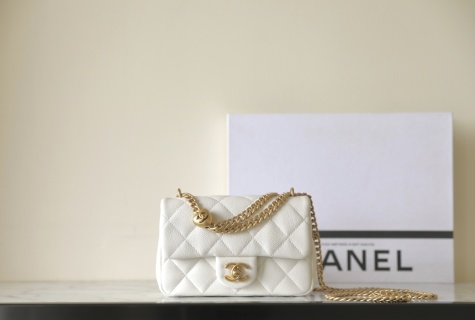 샤넬 미니 플랩백 화이트 카프스킨 소가죽 19x12x8cm 가방 34459 Chanel Bag