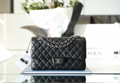 샤넬 미디움 클래식 플랩 블랙 램스킨 15.5x25.5x6.5cm 가방 34504 Chanel Bag