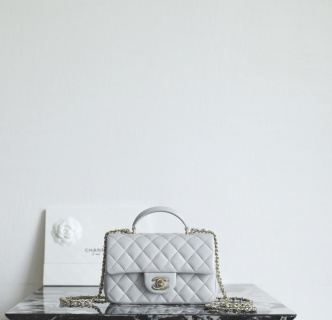 샤넬 미니 클래식 플랩 라이트 그레이 램스킨 12x20x6cm 가방 34520 Chanel Bag
