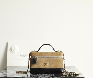 샤넬 26S 코스메틱 박스백 브라운 카프스킨 소가죽 C-021 17x19.5x5cm 가방 34582 Chanel Bag