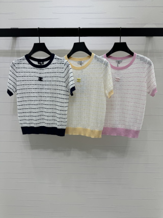 샤넬 여성 스트라이프 반팔 니트 레플리카 41628 Chanel Women T Shirt