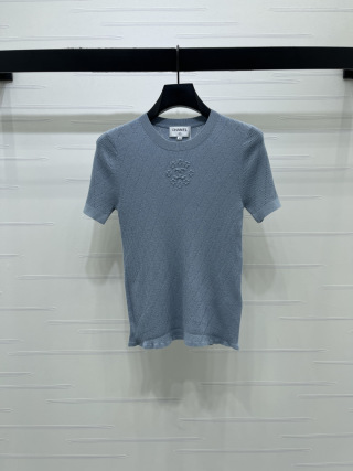 샤넬 여성 자수 플라워 반팔 니트 레플리카 41632 Chanel Women T Shirt