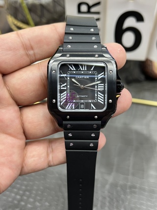 까르띠에 산토스 39.8×47.5mm 39.8mm AF공장 2824 오토매틱 무브먼트 시걸 무브먼트 오토매틱 무브먼트 블랙 스틸밴드 레플리카 42574 Cartier