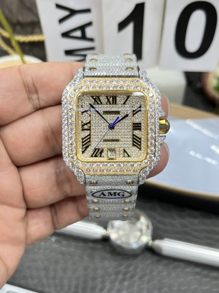 까르띠에 산토스 40mm 2824 오토매틱 무브먼트 시걸 무브먼트 오토매틱 무브먼트 다이아 레플리카 42603 Cartier