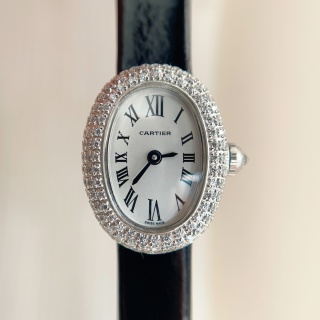 까르띠에 바뇨아르 쿼츠 무브먼트 다이아 블루 스틸밴드 가죽스트랩 레플리카 42753 Cartier
