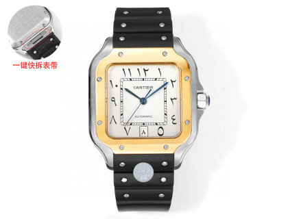 까르띠에 시계 39.8mm 사파이어 글라스 스틸밴드 가죽스트랩 레플리카 42803 Cartier